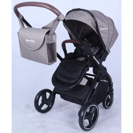Mama Kiddies Luxury Travel System babakocsi babahordozóval bézs színben + ajándék lábzsák