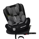 ISOFIX-es 360°-ban forgatható Mama Kiddies Racing biztonsági autósülés (40 -125 cm) fekete-szürke színben + Ajándék fejvédő párna