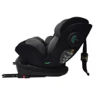 ISOFIX-es 360°-ban forgatható Mama Kiddies Racing biztonsági autósülés (40 -125 cm) fekete-szürke színben + Ajándék fejvédő párna