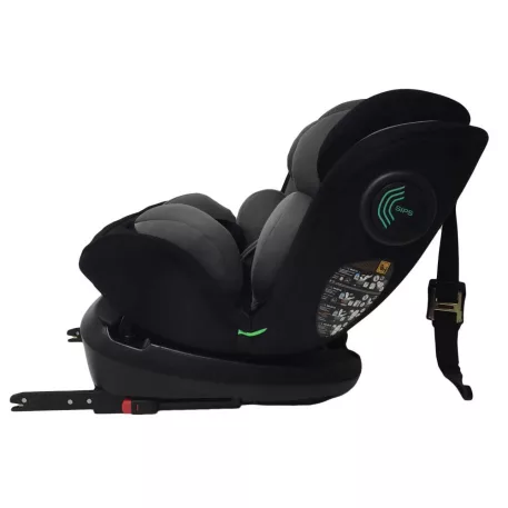 ISOFIX-es 360°-ban forgatható Mama Kiddies Racing biztonsági autósülés (40 -125 cm) fekete-szürke színben + Ajándék fejvédő párna
