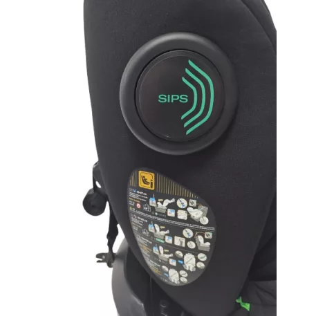 ISOFIX-es 360°-ban forgatható Mama Kiddies Racing biztonsági autósülés (40 -125 cm) fekete-szürke színben + Ajándék fejvédő párna