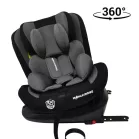 ISOFIX-es 360°-ban forgatható Mama Kiddies Racing biztonsági autósülés (40 -125 cm) fekete-szürke színben + Ajándék fejvédő párna
