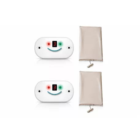 Baby Control Prémium TWINS - 2 db légzésfigyelő készülék, 2 db  extra nagy méretű érzékelőlappal