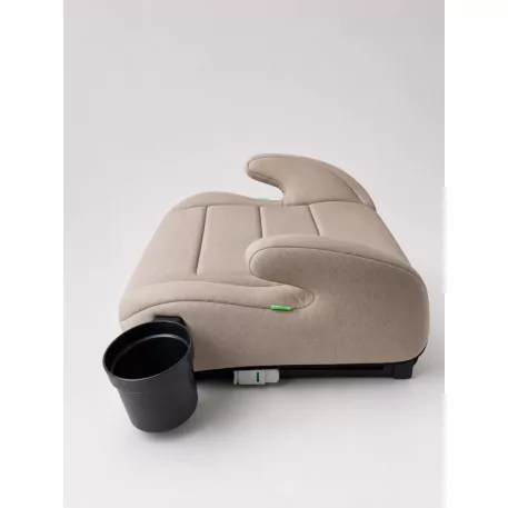 Mama Kiddies® i-Size HappyRide ülésmagasító (125-150 cm) ISOFIX rögzítéssel bézs színben zsiráf mintával – Ajándék pohártartó