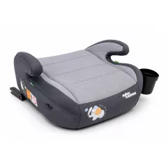   Mama Kiddies® i-Size HappyRide ülésmagasító (125-150 cm) ISOFIX rögzítéssel szürke színben bébi elefánt mintával – Ajándék pohártartó