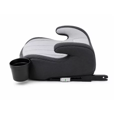 Mama Kiddies® i-Size HappyRide ülésmagasító (125-150 cm) ISOFIX rögzítéssel szürke színben bébi elefánt mintával – Ajándék pohártartó