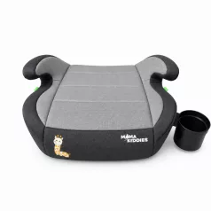   Mama Kiddies® i-Size HappyRide ülésmagasító (125-150 cm) szürke színben baby zsiráf mintával – Ajándék pohártartó