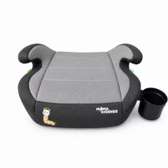   Mama Kiddies® i-Size HappyRide ülésmagasító (125-150 cm) szürke színben baby zsiráf mintával – Ajándék pohártartó