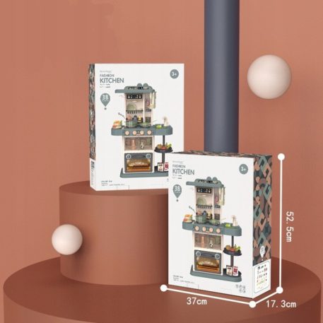 63 cm magas Modern Kitchen babakonyha szett 38 kiegészítővel oliva színben