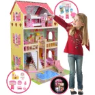 XXL-es fa babaház rengeteg kiegészítővel, medencével és LED világítással - 90 cm