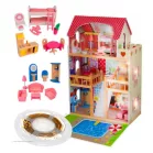 XXL-es fa babaház rengeteg kiegészítővel, medencével és LED világítással - 90 cm