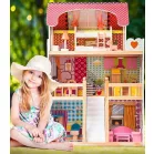 XXL-es fa babaház rengeteg kiegészítővel, medencével és LED világítással - 90 cm