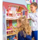 XXL-es fa babaház rengeteg kiegészítővel, medencével és LED világítással - 90 cm