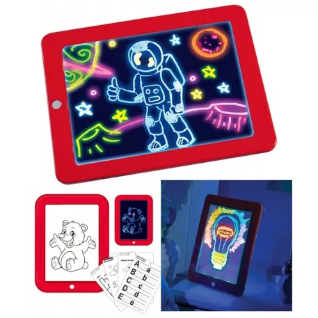 Magic Pad Interaktív rajztábla 6 db tollal és sablonokkal piros színben