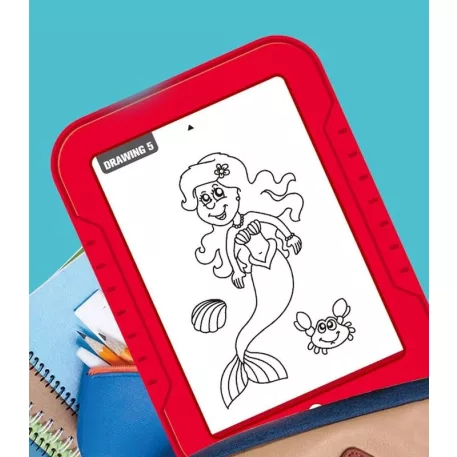 Magic Pad Interaktív rajztábla 6 db tollal és sablonokkal piros színben