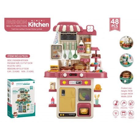 48 részes Mama Kiddies Kitchen Multi-Function babakonyha szett piros színben