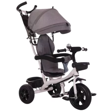 MK H-Trike Hero tricikli szülőkormánnyal és lábtartóval szürke-fehér színben