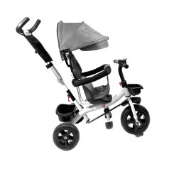   MK H-Trike Hero tricikli szülőkormánnyal és lábtartóval szürke-fehér színben