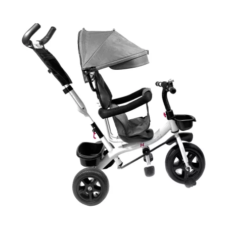 MK H-Trike Hero tricikli szülőkormánnyal és lábtartóval szürke-fehér színben