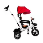 MK H-Trike Harmony tricikli 360 fokban forgatható üléssel, szülőkormánnyal piros-fehér színben + ajándék