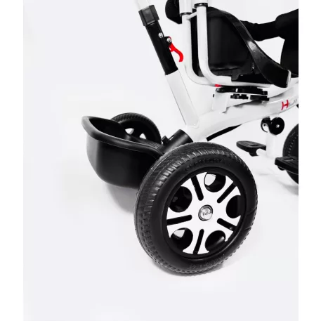 MK H-Trike Harmony tricikli 360 fokban forgatható üléssel, szülőkormánnyal piros-fehér színben + ajándék