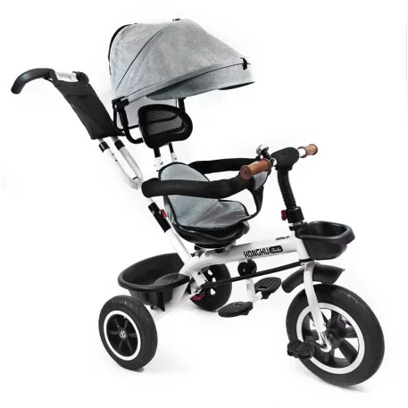 MK H-Trike Heaven tricikli szülőkormánnyal és lábtartóval szürke-fehér színben