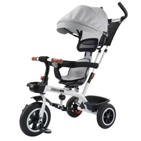 MK H-Trike Heaven tricikli szülőkormánnyal és lábtartóval szürke-fehér színben