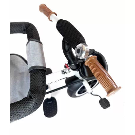 MK H-Trike Heaven tricikli szülőkormánnyal és lábtartóval szürke-fehér színben