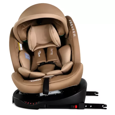 ISOFIX-es 360° -ban forgatható Mama Kiddies® iSize Journey biztonsági autósülés (40–150 cm) bézs színben ajándék napvédővel