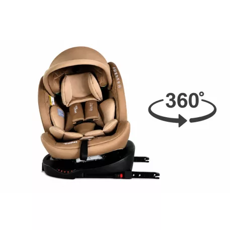 ISOFIX-es 360° -ban forgatható Mama Kiddies® iSize Journey biztonsági autósülés (40–150 cm) bézs színben ajándék napvédővel