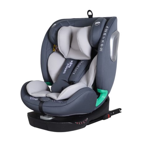 ISOFIX-es 360 -ban forgatható Mama Kiddies iSize Journey biztonsági autósülés (40–150 cm) szürke színben ajándék napvédővel