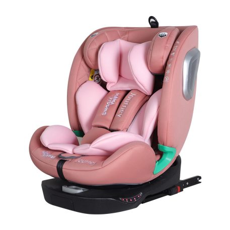 ISOFIX-es 360 -ban forgatható Mama Kiddies iSize Journey biztonsági autósülés (40–150 cm) pink színben ajándék napvédővel