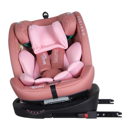 ISOFIX-es 360 -ban forgatható Mama Kiddies iSize Journey biztonsági autósülés (40–150 cm) pink színben ajándék napvédővel