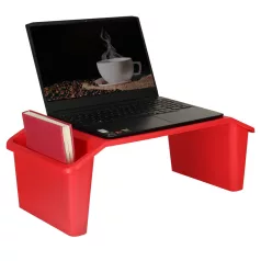   Stabil hordozható autós laptopasztal rendszerezővel és zsebekkel gyermekeknek – piros