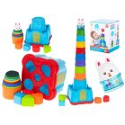 Világítótorony alakú építőjáték nyuszival a tetején