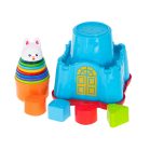 Világítótorony alakú építőjáték nyuszival a tetején