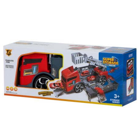 2 az 1-ben tűzoltóautó és garázs, 2 autóval