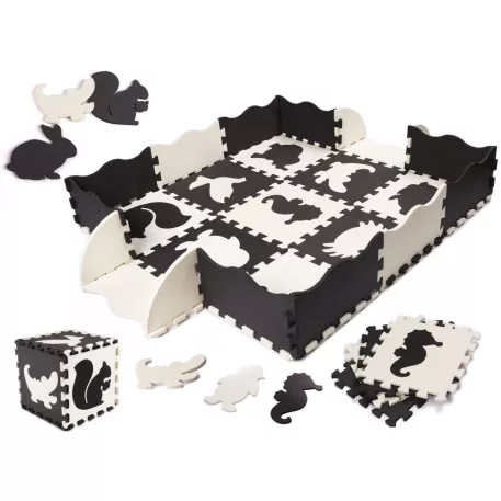 25db-os habszivacs puzzle szőnyeg fekete-fehér színben
