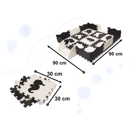 25db-os habszivacs puzzle szőnyeg fekete-fehér színben