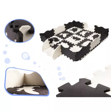 25db-os habszivacs puzzle szőnyeg fekete-fehér színben