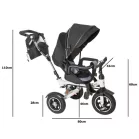 Trike Fix V3 tricikli szülőkormánnyal és lábtartóval fekete színben (360°-ban forgatható ülés)