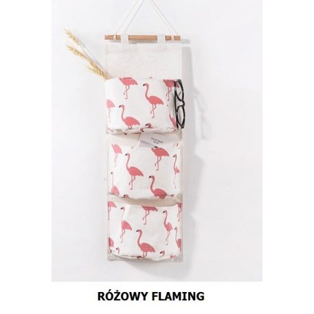 Falra akasztható flamingós játéktároló