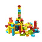 Színes fa kockajáték - 100db-os szett