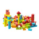 Színes fa kockajáték - 100db-os szett