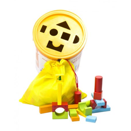 Színes fa kockajáték - 100db-os szett