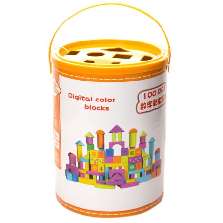 Színes fa kockajáték - 100db-os szett