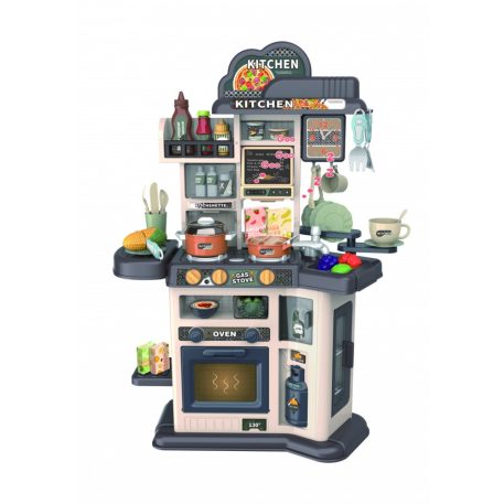 Happy Kitchen 46 részes szürke játék babakonyha szett kiegészítőkkel