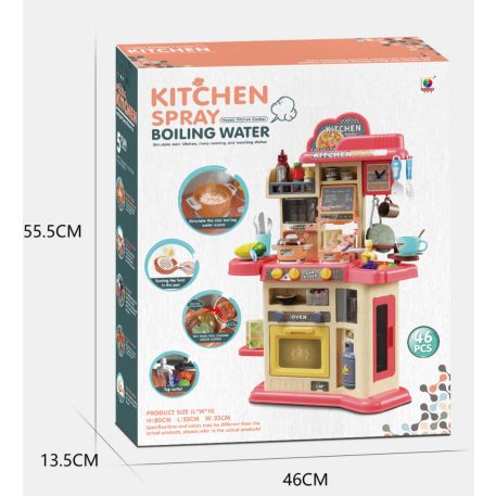 Mama Kiddies 46 részes 80 cm magas Happy Kitchen narancssárga-szürke játék babakonyha szett kiegészítőkkel