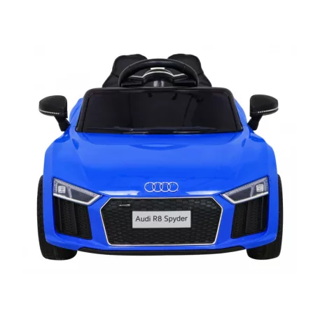 Audi R8 elektromos autó dupla motorral kék színben szülői távirányítóval eko bőr üléssel