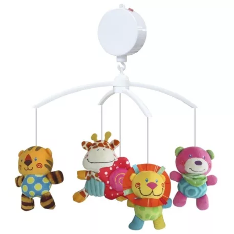 Baby Mix rotačná a hudobná hračka na postieľku - tiger, žirafa,macko